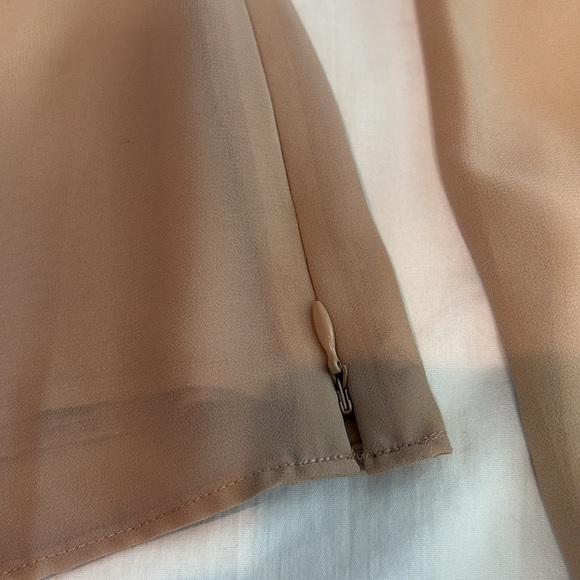 Casual Corner Women's Tan Top with Sheer Sleeves & Empire Waist - Picture 5 of 11